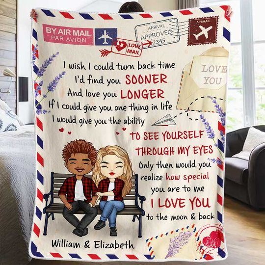 Discover I Love You To The Moon And Back - Gift For Couples, Personalized Blanket