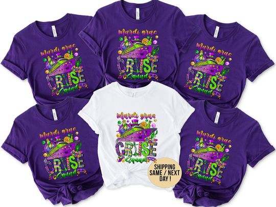 Discover Mardi Gras Cruise Squad 2024 Shirt, Mardi Gras Family 2024 Shirt, Cruising Party Shirt,