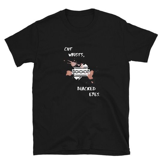 Discover Cut Wrists, Blacked Eyes Emo Song Lyric T-Shirt