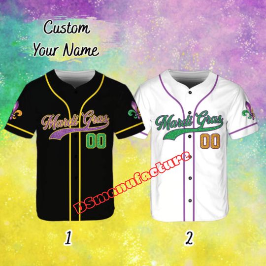 Discover Custom Name and Number Mardi Gras Jerseys, Custom Mardi Gras Baseball Jersey