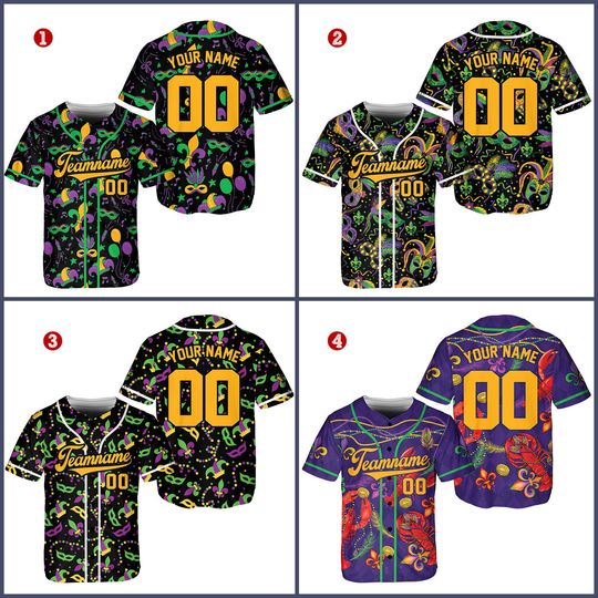 Discover Personalized Mardi Gras Baseball Jersey, Custom Name And Number Baseball Jersey