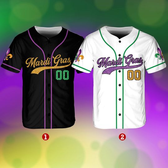 Discover Personalized Mardi Gras Baseball Jersey, Custom Name And Number Baseball Jersey