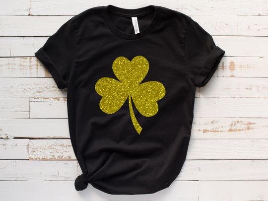 Discover Womens st pattys shirt, glitter shamrock tee, st patricks day Shirt