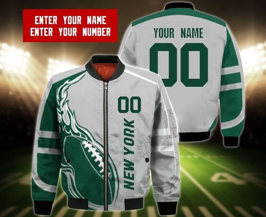 Discover NYJ Football Custom 3D Bomber Jacket, New York Football Bomber