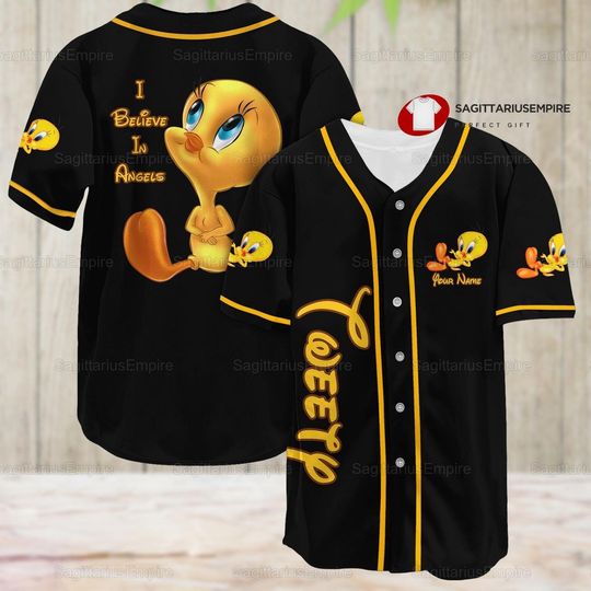 Discover Tweety Baseball Jersey Shirt, Tweety I Believe In Angel Jersey Shirt
