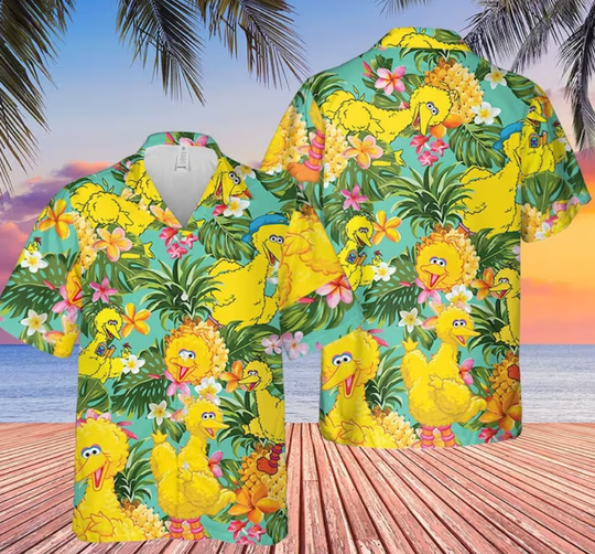 Discover Big Bird Summer Beach Trip Family Hawaiian Shirt, 3D Hawaiian Aloha Shirt