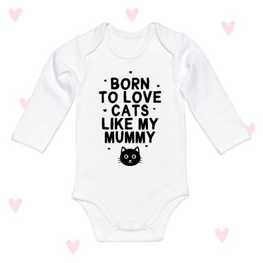 Discover Cats Mummy Baby Grow Long Sleeve Cute Personalised Baby Shower Gifts Boys Girls