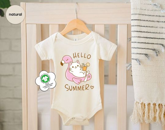 Discover Beach Toddler Shirts, Summer Kids T Shirt, Vacation Tshirt, Cat Baby Onesie, Gift for Daughter,  Cute Baby Bodysuit