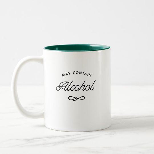 Discover Fun Stylish Modern May Contain Alcohol Typography Two-Tone Coffee Mug