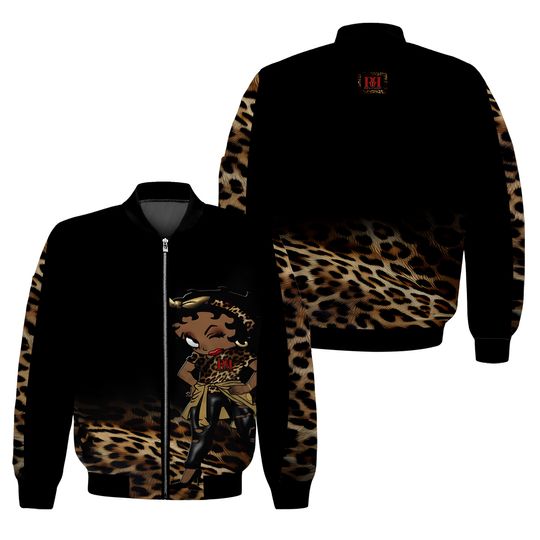 Discover Leopard Betty Boop Bomber Jacket