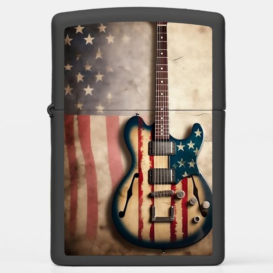 Discover American Flag Electric Guitar Zippo Pocket Lighter, Patriotic Zippo Pocket Lighter