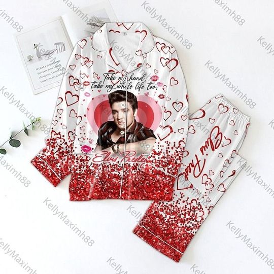 Discover Elvis Presley Satin Pajama Set, Rock And Roll Pajamas, Falling In Love With You