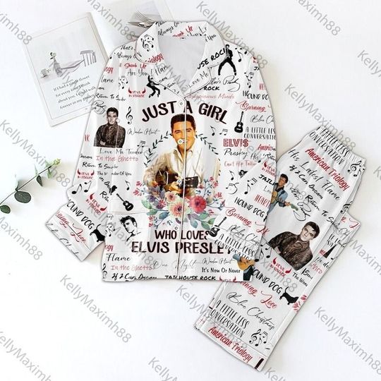 Discover Elvis Presley Satin Pajama Set, Rock And Roll Pajamas, Falling In Love With You