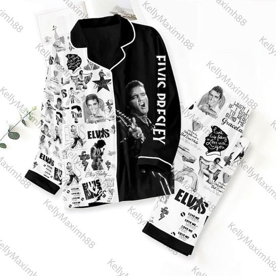 Discover Elvis Presley Satin Pajama Set, Rock And Roll Pajamas, Falling In Love With You