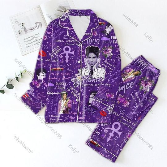 Discover Prince Pur Rain Satin Pajama Set, Prince Purple Long Pajama Set
