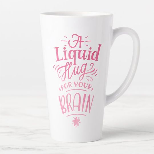 Discover Cute Coffee Quote Pink Ombre Calligraphy Tall Latte Mug