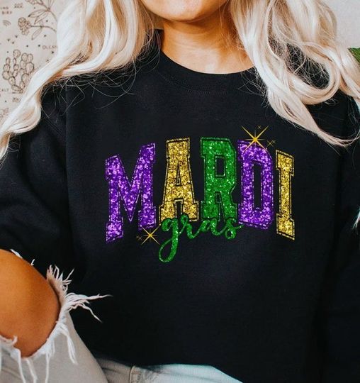 Discover Mardi Gras Faux Sequin Shirt, Mardi Gras Sweatshirt