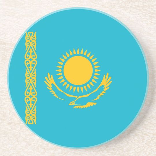 Discover Kazakhstan Flag Coaster, Patriotic Coaster