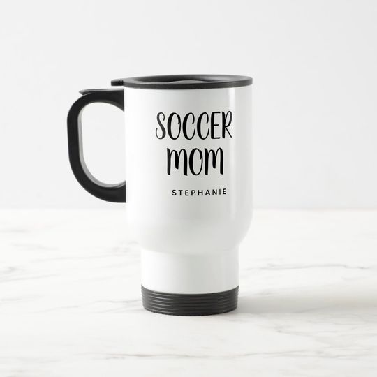 Discover Soccer Mom Modern Custom Name Commuter Mug