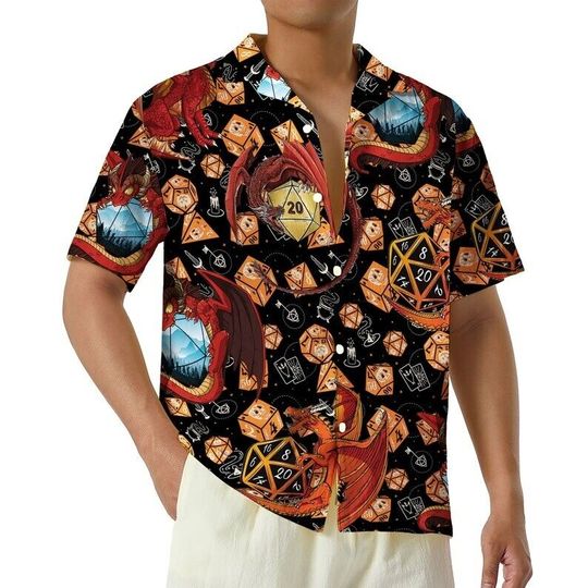 Discover Geometric DnD Hawaiian Shirt, Dungeon and Dragon Hawaii Shirt