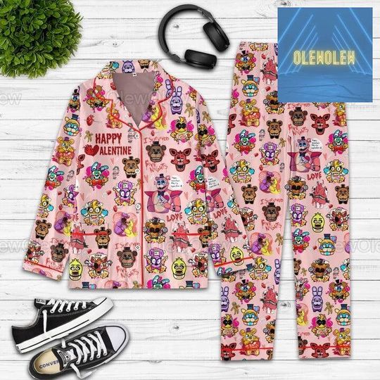 Discover FNAF Valentine Pajama Set - Cuddle Up for Game Night