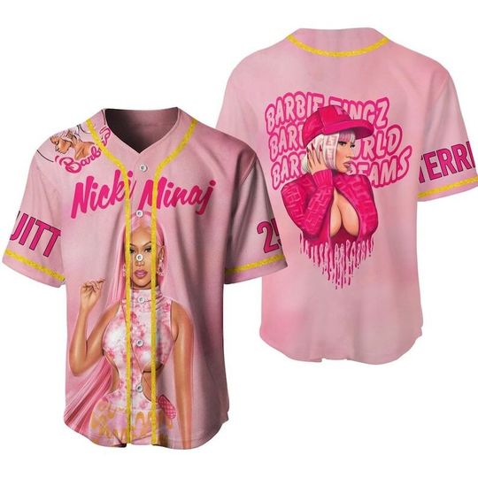 Discover Customized Nicki Minaj x B a r b i World Baseball Jersey