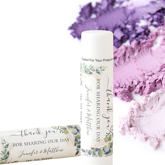 Discover Wedding eucalyptus greenery thank you lip balm