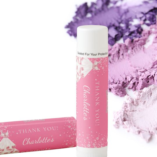 Discover Quinceanera hot pink glitter tiara dress lip balm