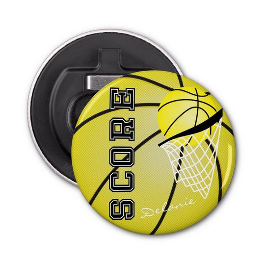Discover Personalized Yellow Basketball Bottle Opener