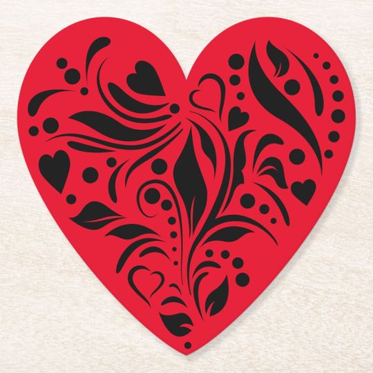Discover Black And Red Heart Valentine's Day Coasters