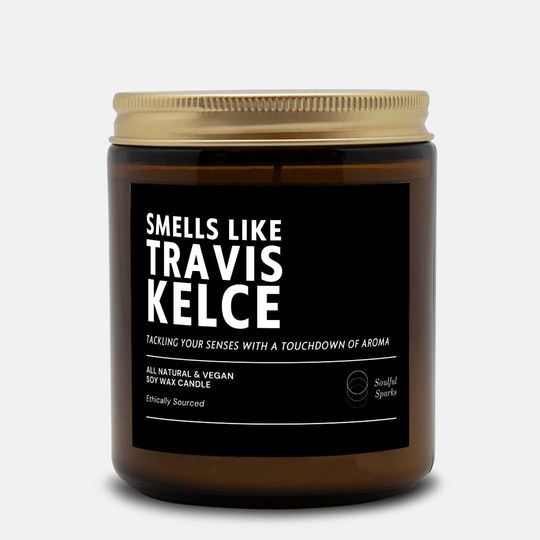 Discover Smells Like Travis Kelce Candle, Football football Candle