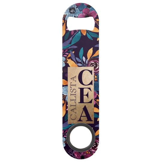 Discover Burgundy Navy Mustard Watercolor Flowers Monogram Bar Key