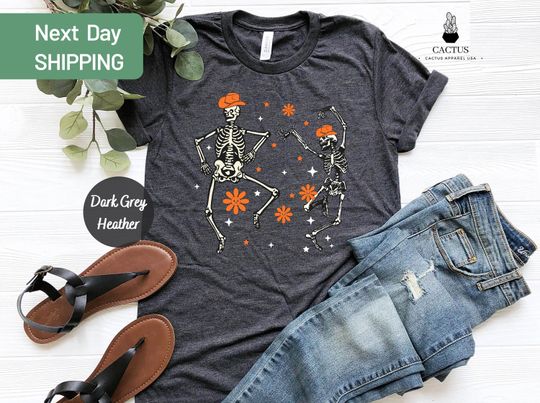 Discover Fall Skeleton Shirt, Dancing Skeleton, Cute Halloween T-Shirt, Fall Shirt