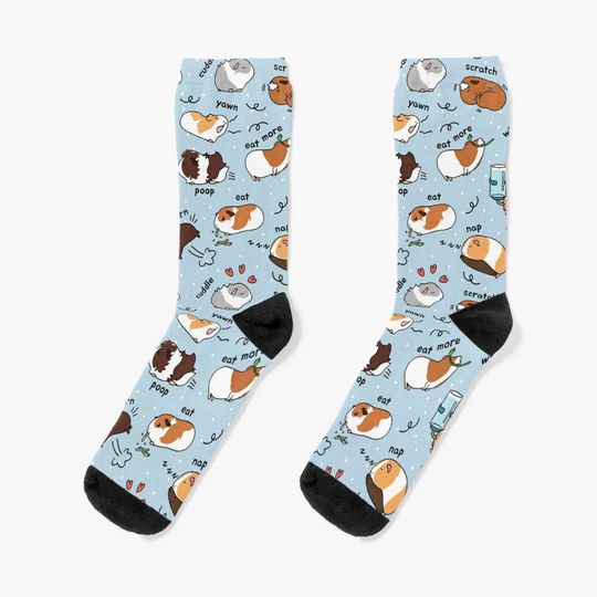Discover Guinea Pig Daily To-Do List - Blue Background Socks
