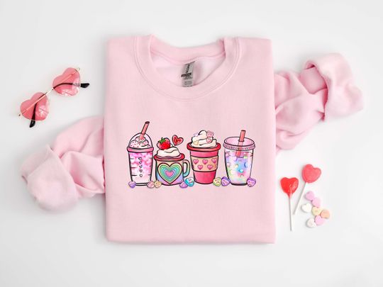 Discover Womens Valentines Day Sweatshirt, Valentine Coffee Sweatshirt, Womens Valentines Day
