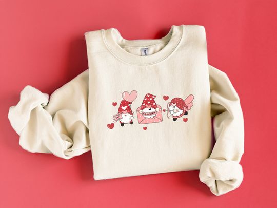 Discover Gnome Valentine's Day Sweatshirt, Valentine's Day Gift, Cute Gnome Sweatshirt