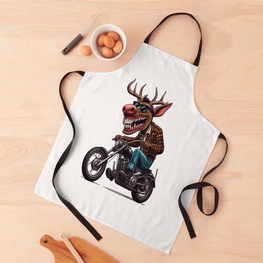 Discover Elk Riding Harley Bike Apron