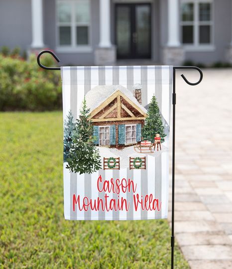 Discover Winter Flag Snow Cabin Garden House Flag Rustic Winter Farmhouse Seasonal Decoration Mountains Decor