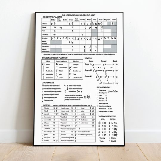 Discover IPA Chart Black and White Premium Matte Vertical Poster