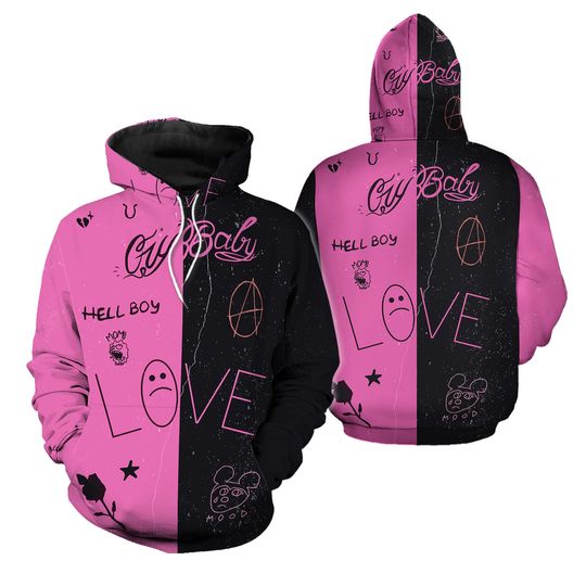 Discover Lil Peep Black Pink Cry Baby Hell Boy Love Lil Peep 3D Hooodies
