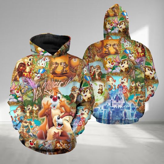 Discover Chipmunks Gang 3D Shirt, Brother Chipmunks Adventure Movie Themed 3D Effect Hoodie, Animated Movie Holographic T-Shirt