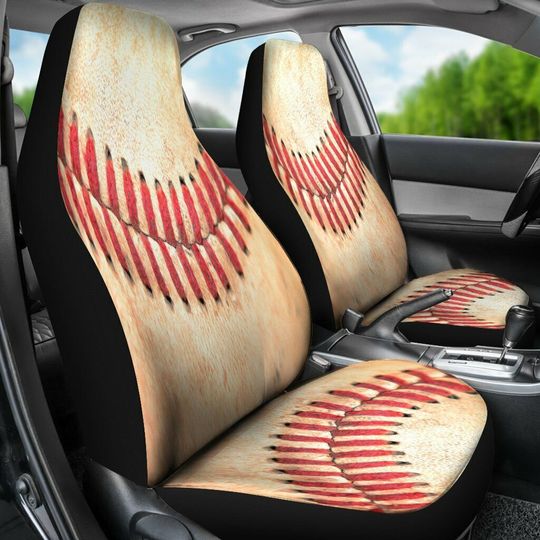 Discover Baseball Match Stitches - Set of 2 Front Seat Covers Protection Decoration