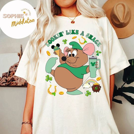 Discover St. Patrick's Day Gus Gus Lookin Like A Snack shirt, Cinde Mouse Shamrock Irish T-shirt