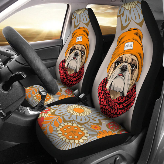 Discover Funny Bulldog Lover Gift Idea Car Seat Covers (set of 2)