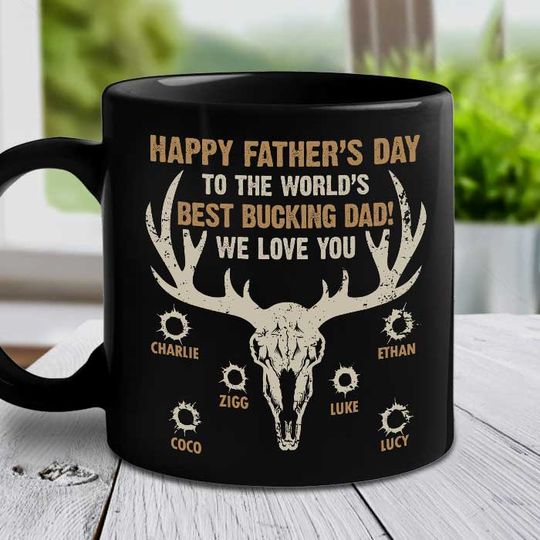 Discover To The World's Best Bucking Dad - Gift For Dad - Personalized Black Mug