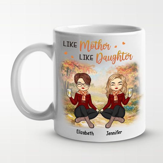 Discover Mother & Daughter Forever Linked Together - Family Personalized Custom Mug - Mother's Day, Birthday Gift For Mom From Daughter