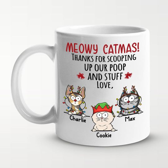 Discover Meowy Catmas - Cat Personalized Custom Mug - Christmas Gift For Pet Owners, Pet Lovers