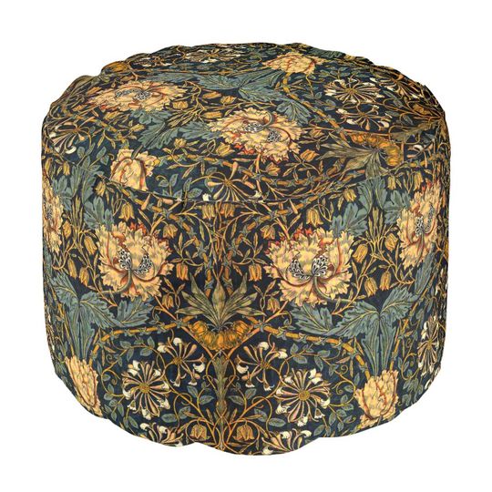 Discover William Morris Antique Honeysuckle Floral Pattern Pouf