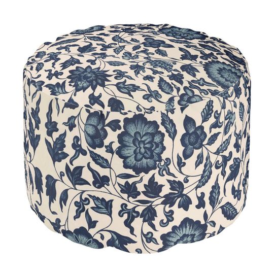Discover Beautiful Blue Asian Floral Pouf