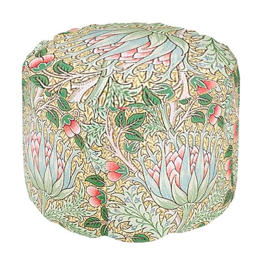 Discover William Morris Vintage Artichoke Floral Pattern Po Pouf